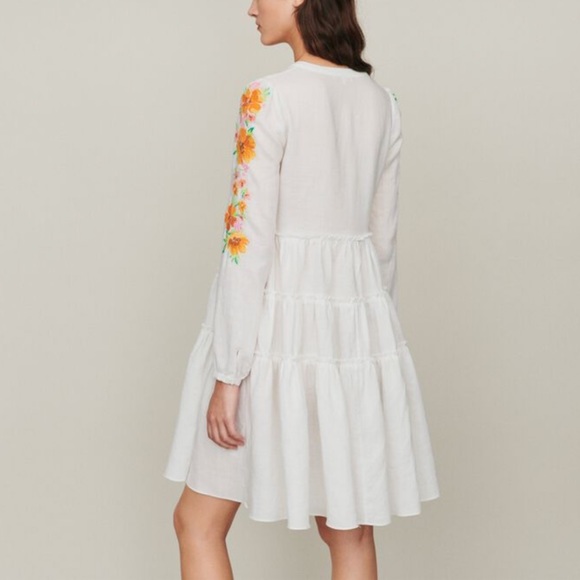 Maje Floral Embroidered Linen Dress - Picture 15 of 16